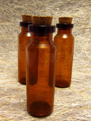 5pcs 55x17mm Amber Glass Tiny Bottle Vials with Free Eyehooks