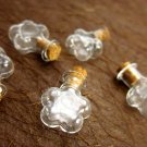 CUTE 5 Tiny FLOWER shaped glass vials with cork and free eyehooks
