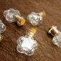 CUTE 5 Tiny FLOWER shaped glass vials with cork and free eyehooks