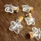 CUTE 5 Tiny STAR shaped clear vials with cork and free eyehooks