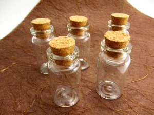 5pcs 42x20mm Clear Glass Tiny Bottle Vials with Free Eyehooks
