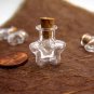 CUTE 5 Tiny STAR shaped clear vials with cork and free eyehooks