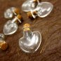 CUTE 5 Tiny HEART shaped glass vials with cork and free eyehooks