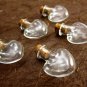 CUTE 5 Tiny HEART shaped glass vials with cork and free eyehooks