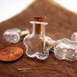 CUTE 5 Tiny FLOWER shaped glass vials with cork and free eyehooks