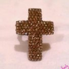 Brown Rhinestone Cross Ring