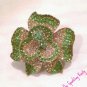 Green Rhinestone Flower Ring