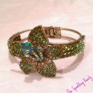 Green Rhinestone Flower Bracelet