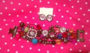 Colorful  Beaded Bracelet w/ Studs
