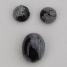 3 SNOWFLAKE OBSIDIAN CABOCHON GEMSTONES - FREE SHIPPING