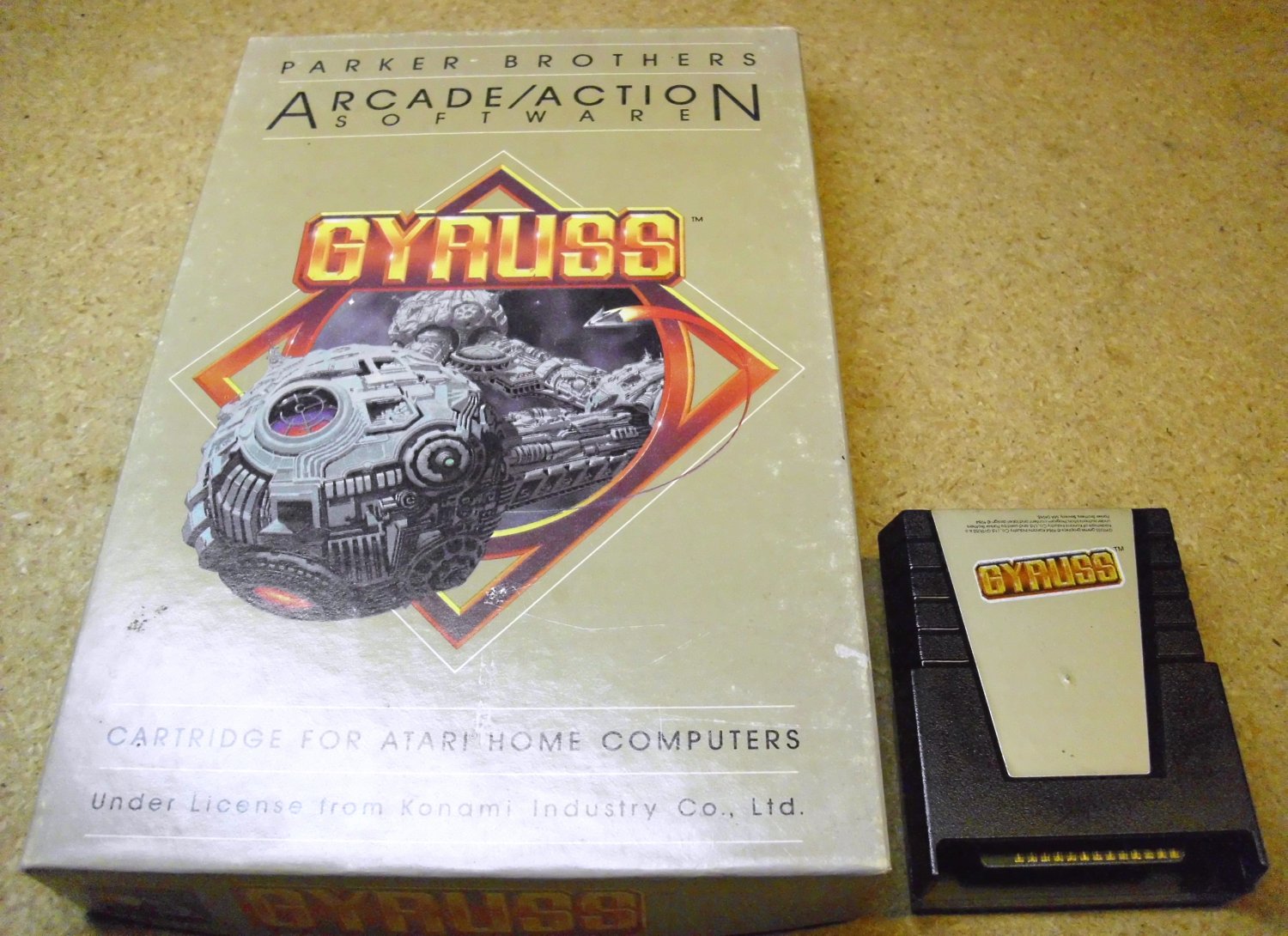 Gyruss , Atari 400 800 XL game cartridge, with box, year 1984.