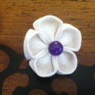 White Polka Dot Sakura on Mini Alligator Clip