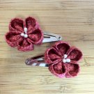 Red Mini Sakura on Mini Snap Clip Set