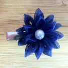 Blue Kanzashi Flower on Alligator Clip