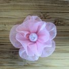 Pink Rose Kanzashi Flower on Alligator Clip