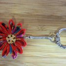 Red Kanzashi Flower on Keychain