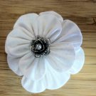 White Blossom Kanzashi Flower Brooch