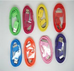 Free shipping colorful USB cable for iPhone 3/3gs/4/ipad1/ipad2