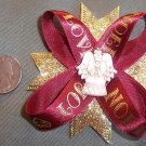 Maroon and Gold Christmas Hair Bow