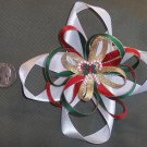 Red, Green, & White Christmas Hair Bow