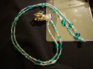 Blue Green Beaded Lanyard