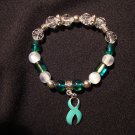 Bead Teal ribbon bracelet