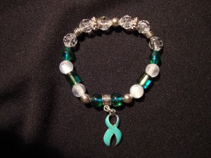Bead Teal ribbon bracelet