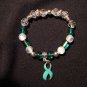 Bead Teal ribbon bracelet