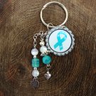 Teal Ribbon Key Chain