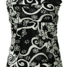 Side Bow Black & White Floral Print Top NWT
