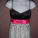 Black& White Polka Dot Dress w/ Hot Pink~ Homecoming / Party~ Size 7 ~ NWT
