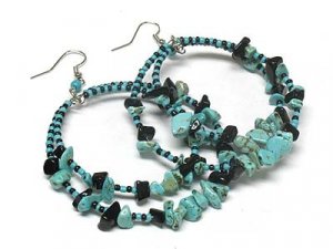 Large Turquoise Hoop Earrings NWT