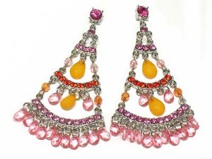 Austrian crystal tri level chandelier earring