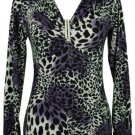 Purple Leopard Print Long Sleeve Knit Top Size S-XL