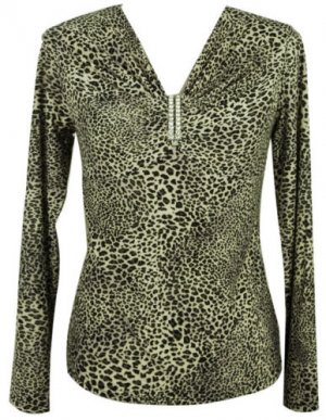 Cheetah Print Long Sleeve Knit Top Size S-XL