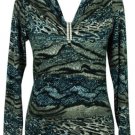 Blue Animal Print Long Sleeve Knit Top Size S-XL
