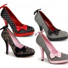 Pin Up Girl 4 1/2" Heel Platform Pump w/Clip On Bows ~ 4 Styles