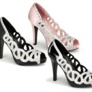 Pin Up Girl 4 1/2" Heel Peep Toe Pump w/Rhinestone Trim ~ 3 Colors Available