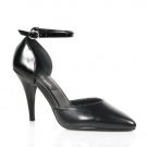 4" Heel Ankle Strap D'Orsay Black Leather Pump ~ Sizes 5-16