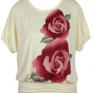 Rose Print Knit Top W/ Banded Hem ~ 3 Colors Available ~ NWT