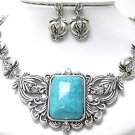 Turquoise & crystal deco neckalce & earring set NWT