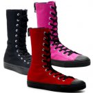 Canvas Lace Up Sneaker Calf Boot ~Red, Black or Hot Pink