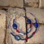 Egyptian Lapis Lazuli 5 Piece Artisan Jewel Set- Necklace, Bracelet, Earrings, and Bracelet