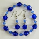 Blue Bead Bracelet and Earrings