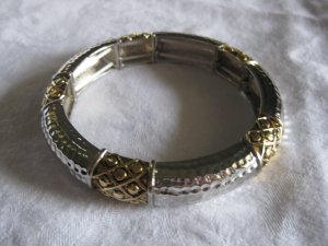 Silver and Gold  stretched bangle