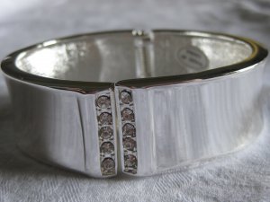 silver cuff with rhinestones
