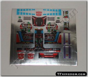 Transformers G1 Slag Sticker Decal Sheet