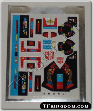 Transformers G1 Snarl Sticker Decal Sheet