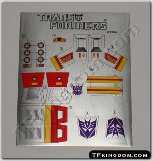 Transformers G1 Ramjet Sticker Decal Sheet