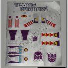 Transformers G1 Skywarp Sticker Decal Sheet